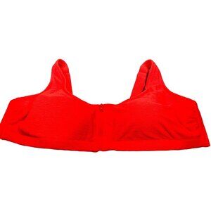 Xhilaration Women's Size 26W Ribbed Texture Zip Front Swim Top Coral New